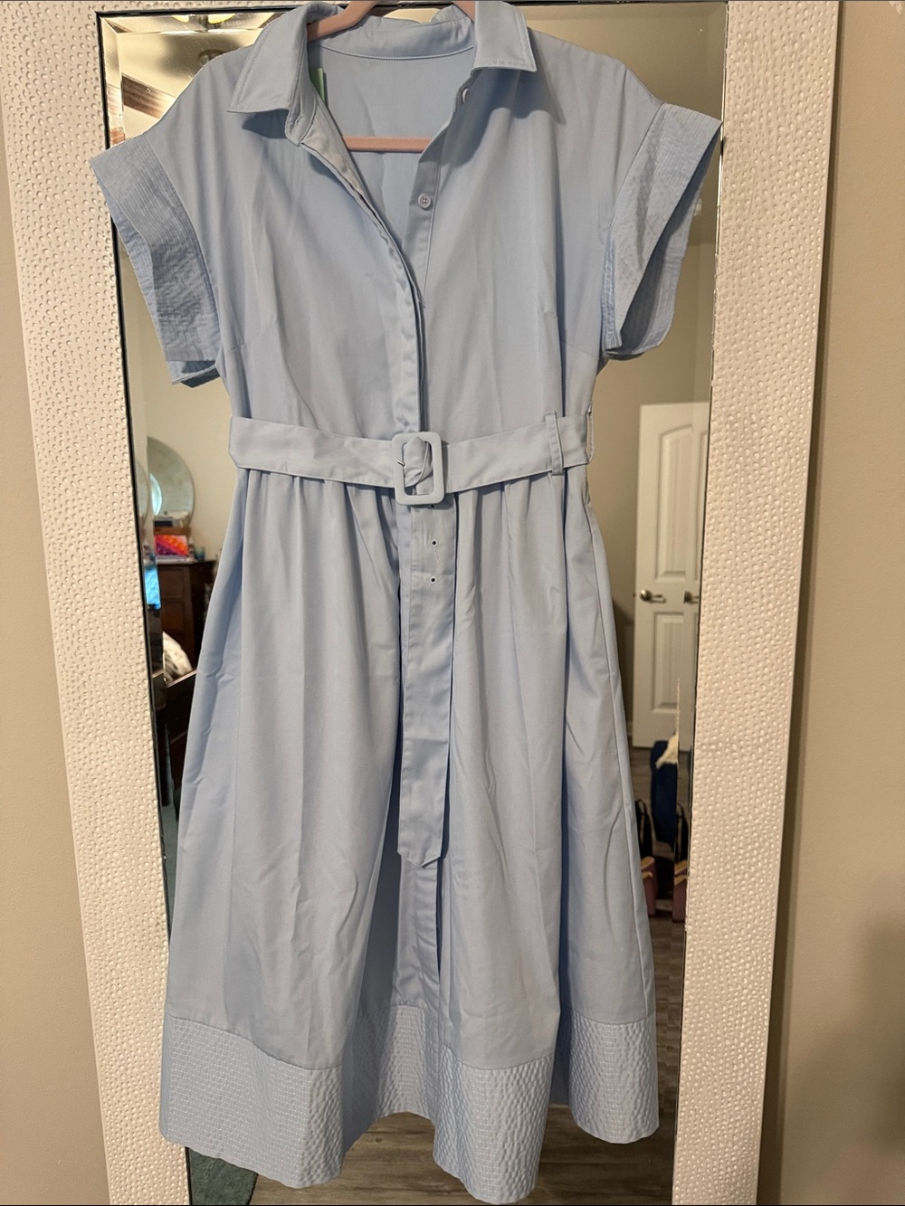 Light Blue Belted Midi Retro Dress by New Collection.